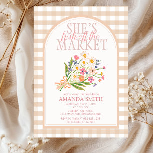 Gingham She’s Fresh Off the Market Bridal Shower Invitation