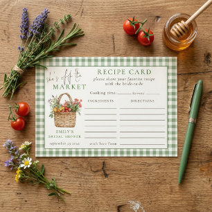 Gingham She’s Off Market Bridal Shower Recipe Card
