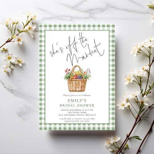 Gingham She’s off the Market Script Bridal Shower