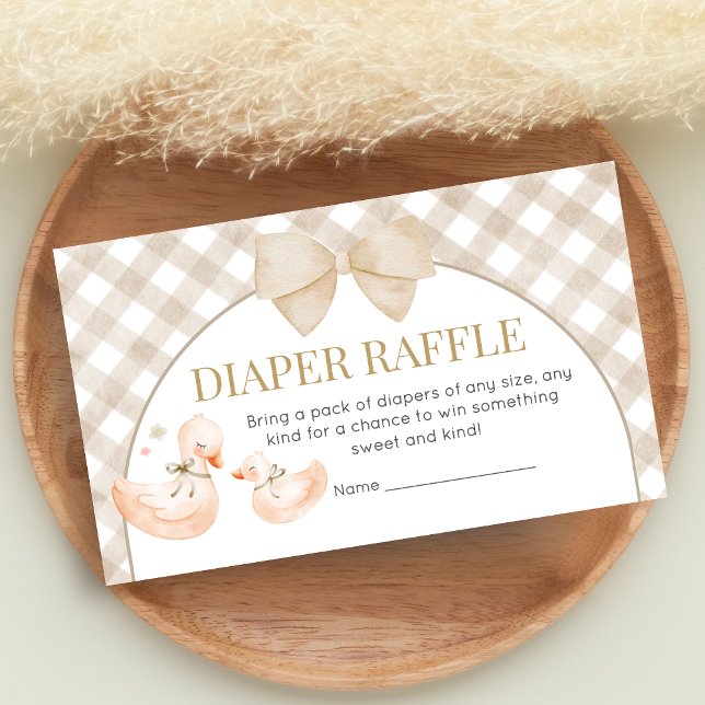 Gingham Silly Goose Baby Shower Diaper Raffle Enclosure Card (Silly Goose Baby Shower Diaper Raffle)