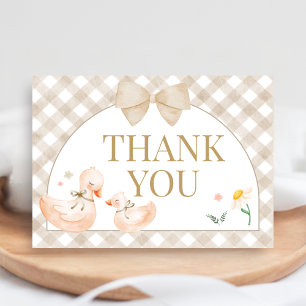 Gingham Silly Goose Baby Shower Thank You Card