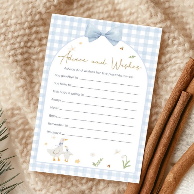 Gingham Silly Goose Shower Advice and Wishes Game (silly Goose Baby Shower Game)