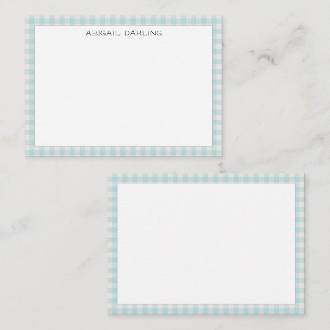 Gingham Simple Modern Thin Border Note Card (Front/Back)