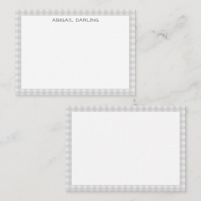 Gingham Simple Modern Thin Border Note Card (Front/Back)