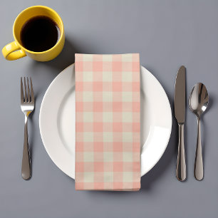 Gingham soft apricot pink cloth napkin