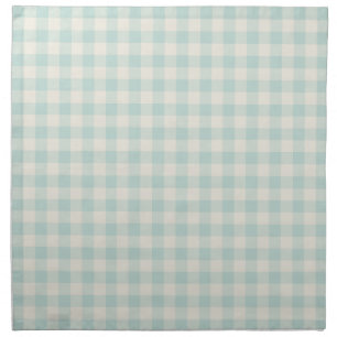 Gingham soft teal cloth napkin