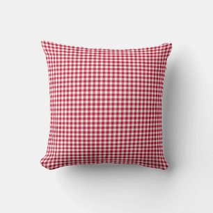 Gingham Square Throw Pillow-Red and White Pillow