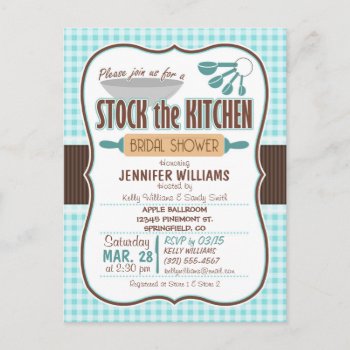 Gingham Stock The Kitchen Bridal Shower Invitation by Card_Stop at Zazzle