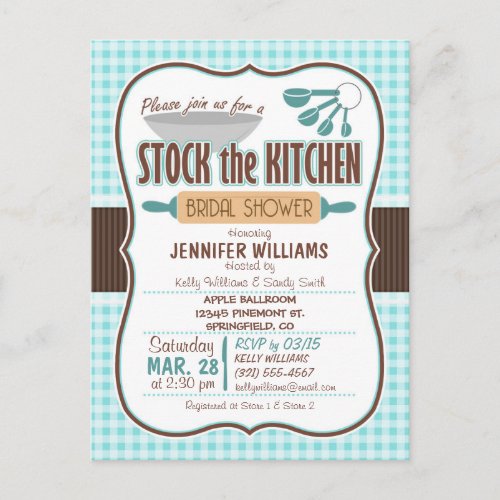 Gingham Stock the Kitchen Bridal Shower Invitation