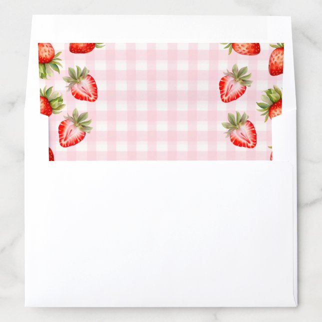 Gingham Strawberry Berry Envelope Liner (In Envelope)