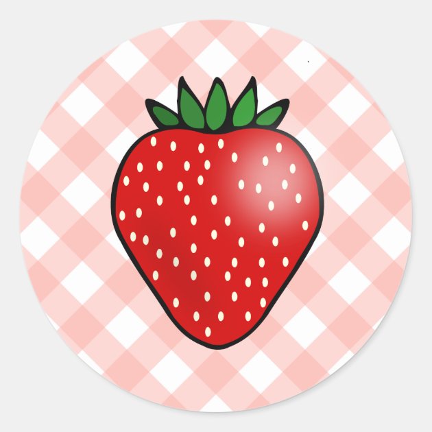 Gingham Strawberry Stickers