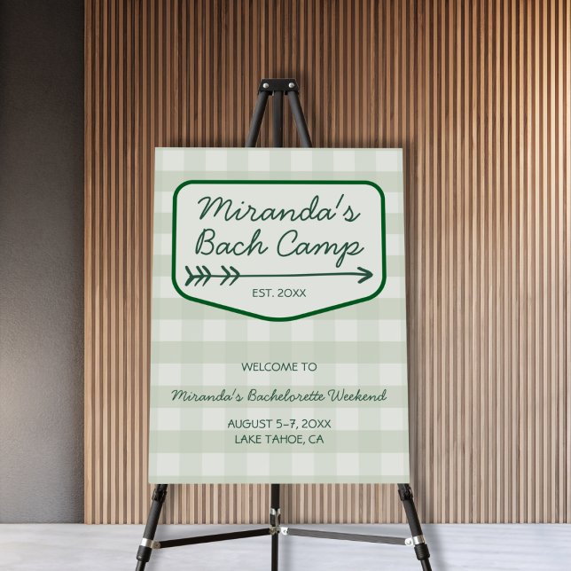 Gingham Summer Camp Bachelorette Weekend Welcome Foam Board (Gingham Summer Camp Bachelorette Weekend Welcome Foam Board)