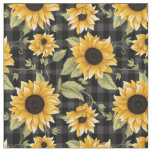 Gingham Sunflowers Pattern Fabric