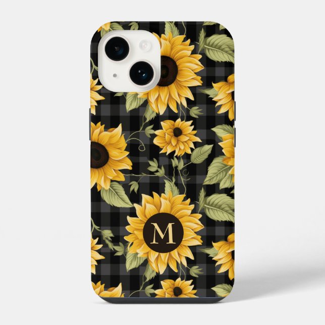 Gingham Sunflowers Pattern Iphone Case (Back)