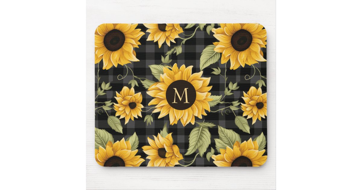 Gingham Sunflowers Pattern Mouse Pad | Zazzle