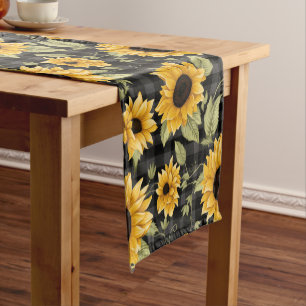 Gingham Sunflowers Pattern Short Table Runner