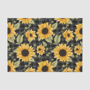 Gingham Sunflowers Pattern Tissue Paper