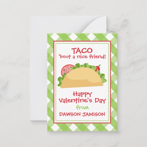 Gingham Taco Valentines Classroom Cards