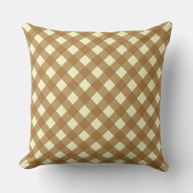 GINGHAM - TAN & CREAM THROW PILLOW (Front)