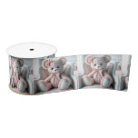 Gingham Teddy Bear On a Chair Satin Ribbon