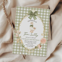 Gingham Two Silly Goose 2nd Birthday Invitation