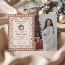 Gingham Vintage Christmas Baby Shower Photo