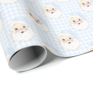 Gingham Vintage Santa Christmas Wrapping Paper