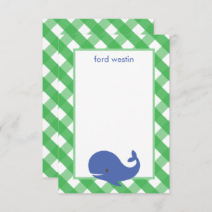 Gingham Whale Personalized Note Cards