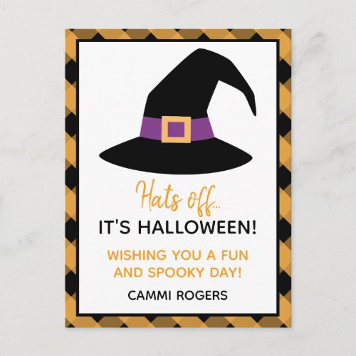 Gingham Witch Hat Halloween Cards