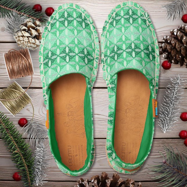 Gingham with terrazzo geometric stars - green espadrilles (Gingham with terrazzo geometric stars - green espadrilles)