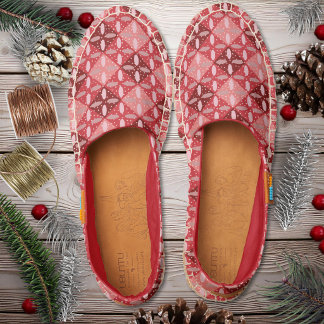 Gingham with terrazzo geometric stars - red pink espadrilles
