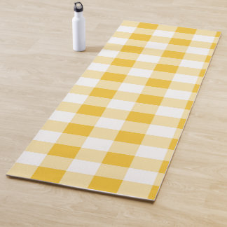 Gingham Yellow and White Pattern Yoga Mat