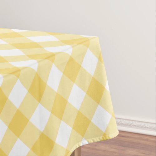 Gingham Yellow And White Plaid Pattern Tablecloth