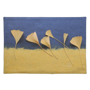 gingkgo leaves on handmade paper place mat