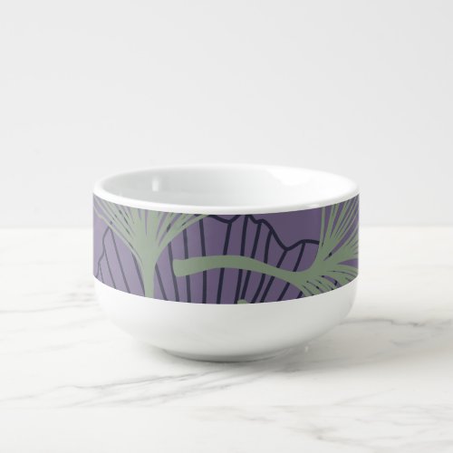 Gingko biloba abstract vintage pattern soup mug