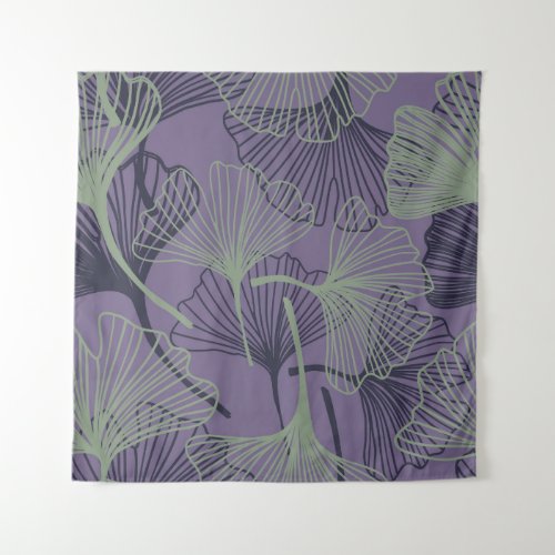 Gingko biloba abstract vintage pattern tapestry