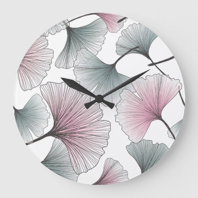 Gingko biloba hand-drawn. large clock (Front)