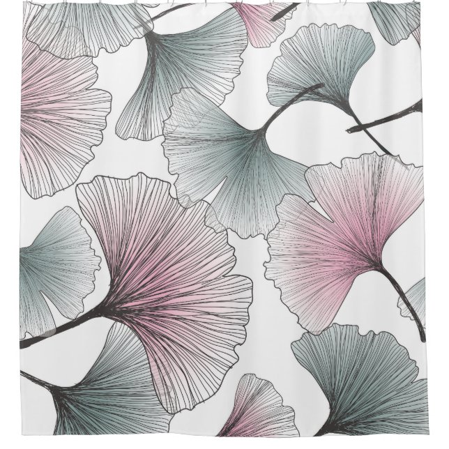 Gingko biloba hand-drawn. shower curtain (Front)