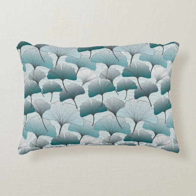 Gingko biloba seamless blue colors pattern.  accent pillow (Front)