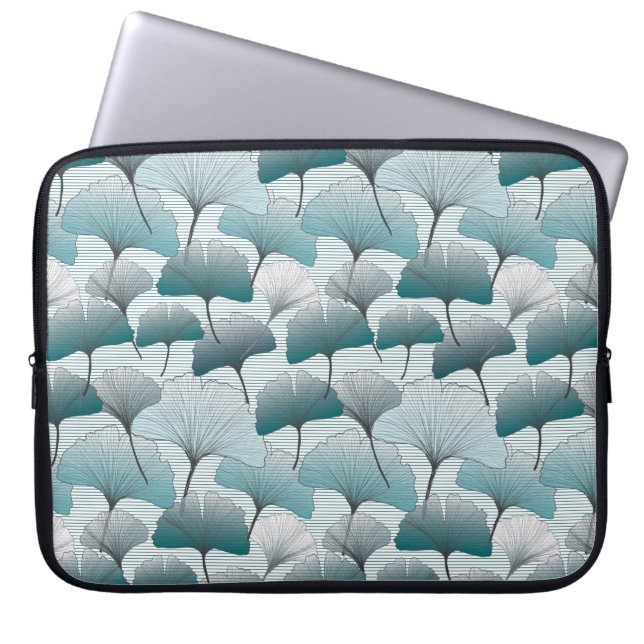 Gingko biloba seamless blue colors pattern.  laptop sleeve (Front)