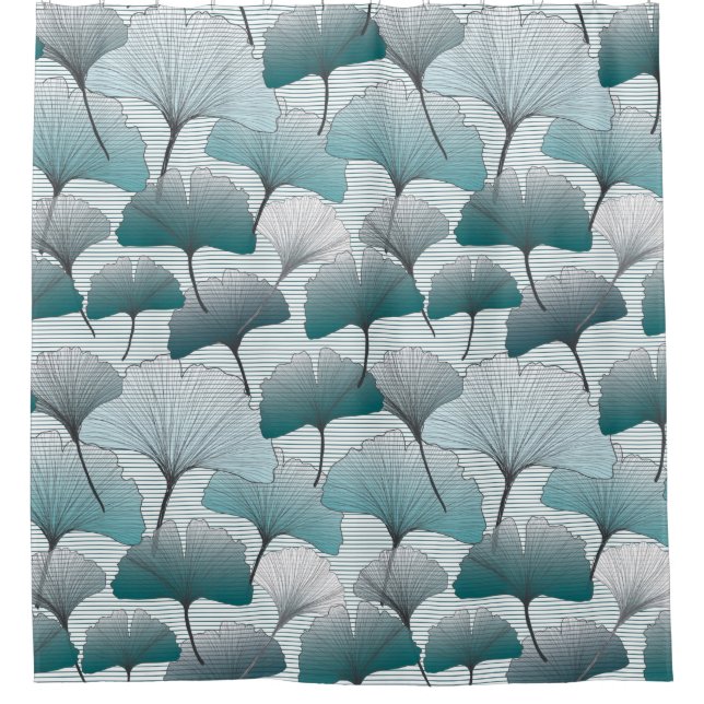 Gingko biloba seamless blue colors pattern.  shower curtain (Front)