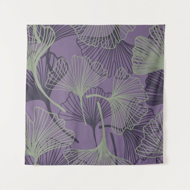 Gingko biloba seamless pattern. Abstract vintage b Tapestry (Front)