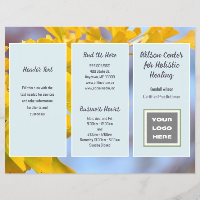 Gingko Business Logo Folded Brochure Flyer (Front)