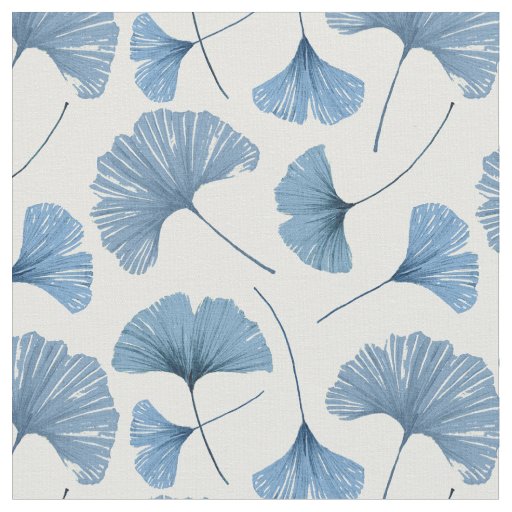 Gingko leaf blue and white pattern fabric