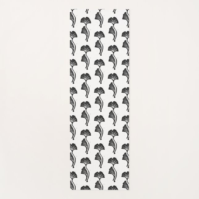 Gingko Leaf Lino Print Yoga Mat (Front)