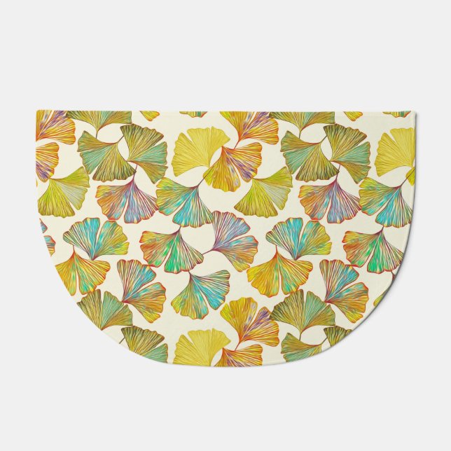 Gingko Leaves: Floral Abstract Art Doormat (Front)