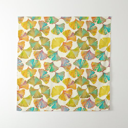 Gingko leaves on floor seamless pattern Watercolo Tapestry