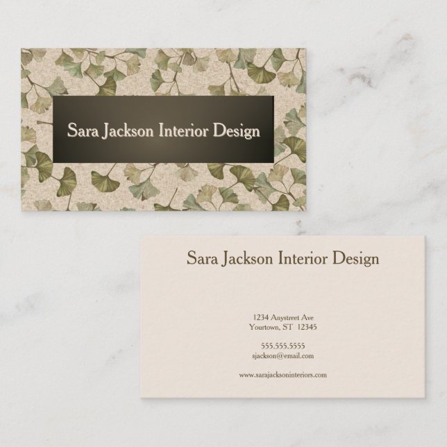 Gingko Leaves on Textured Background Designer's Business Card (Front/Back)