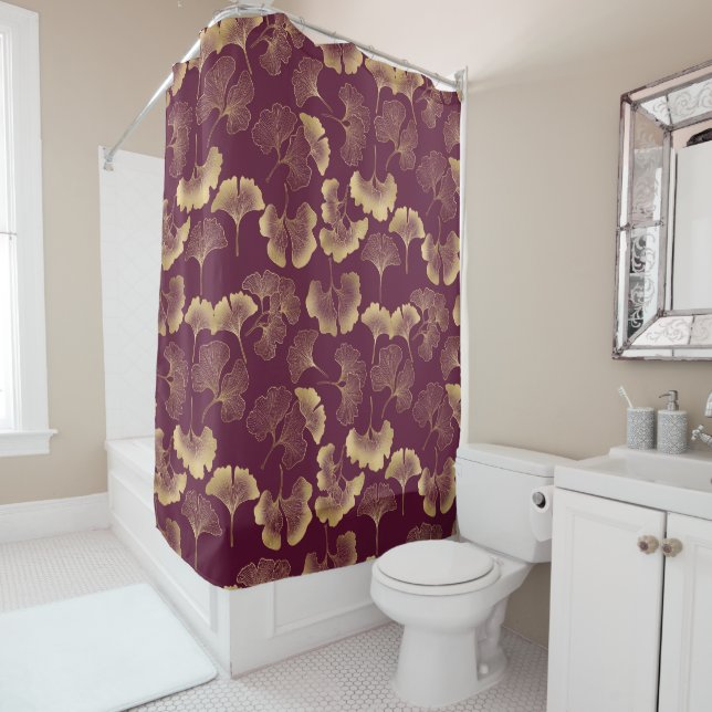 Gingko Leaves Shower Curtain (In Situ)