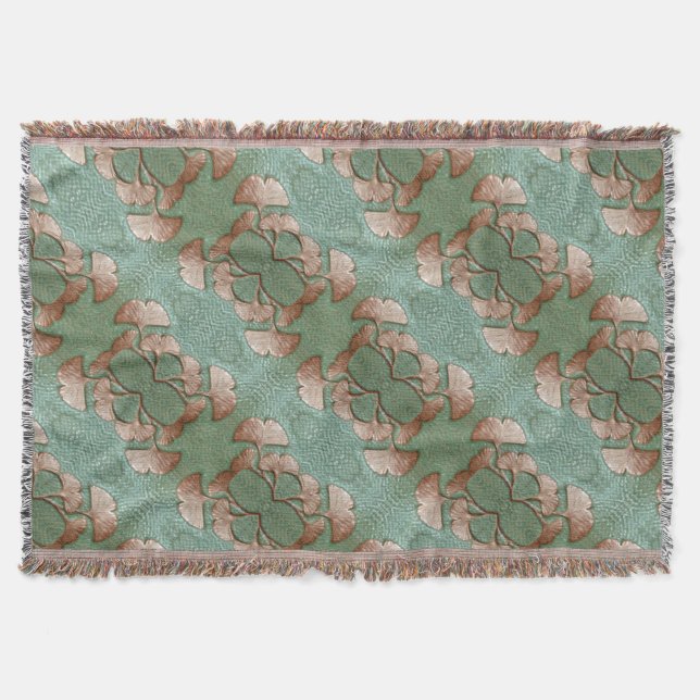 Gingko Throw blanket with Fringe (Front)